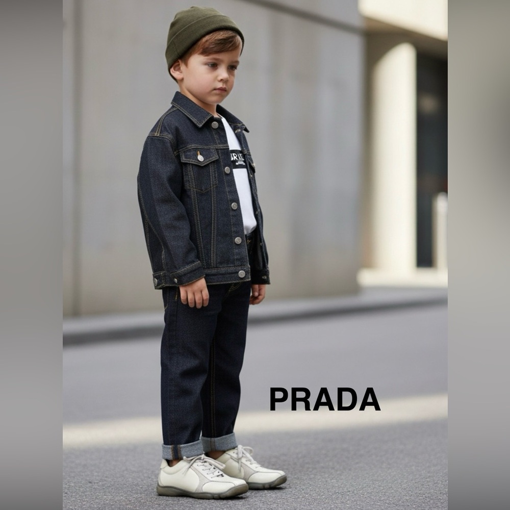 Authentic Prada luxury designer kids patent leather signature sneakers sz 13